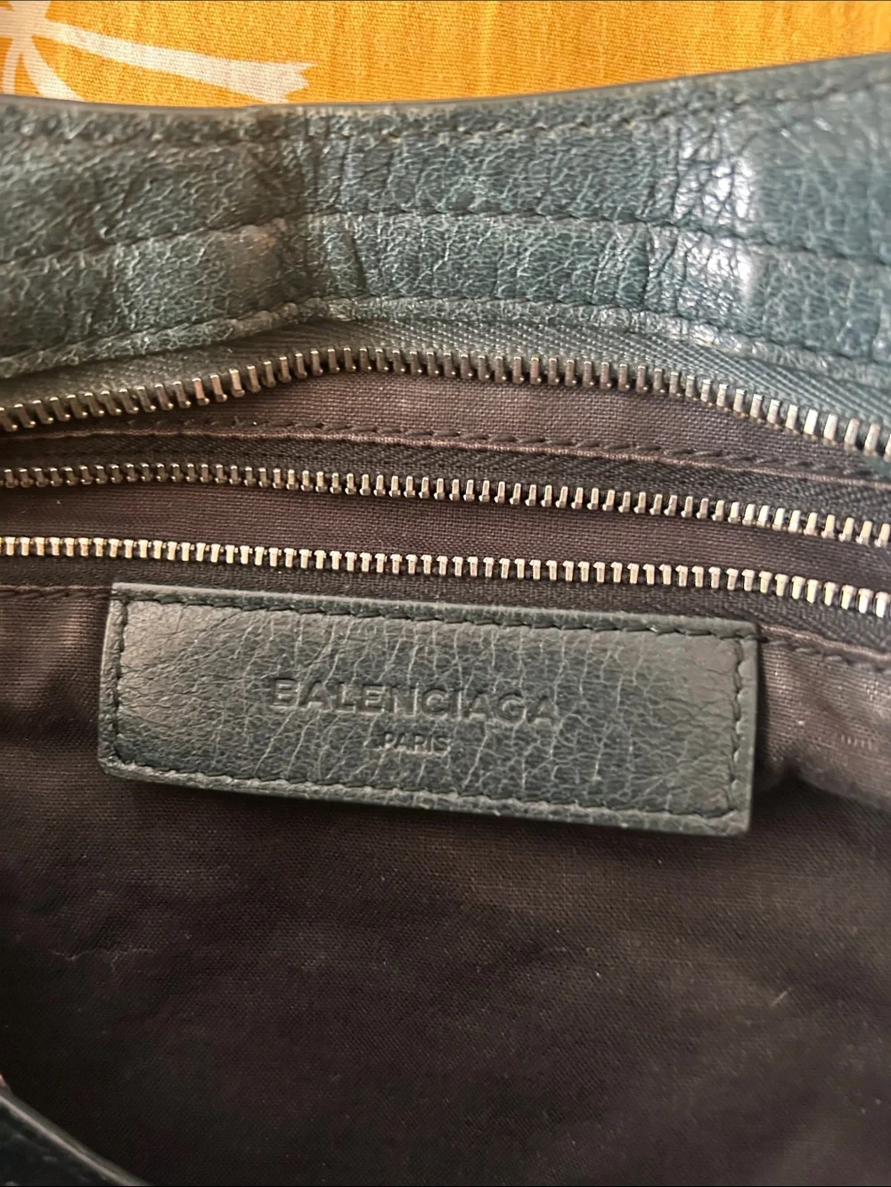 Balenciaga Dark Green Leather Shoulder Bag